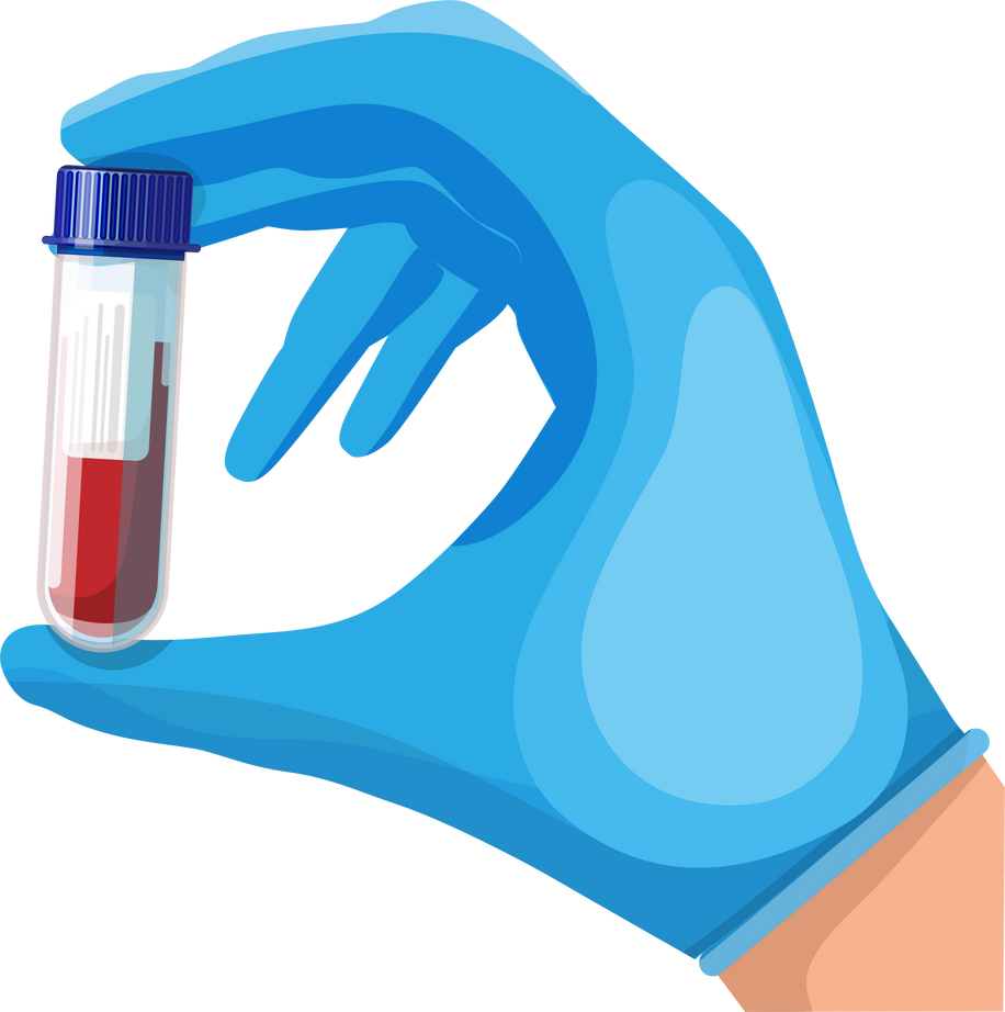Test Tube with Blood Sample in Hand